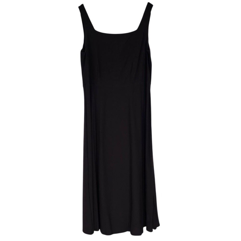Eileen Fisher Dress Women S Brown Sleeveless Midi Square Neck Stretch Knit